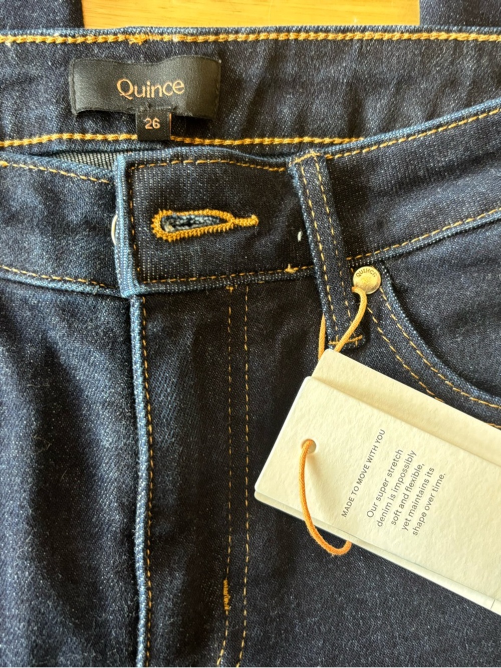 NWT Quince Luna Stretch Slim Straight Jeans in Dark Rinse